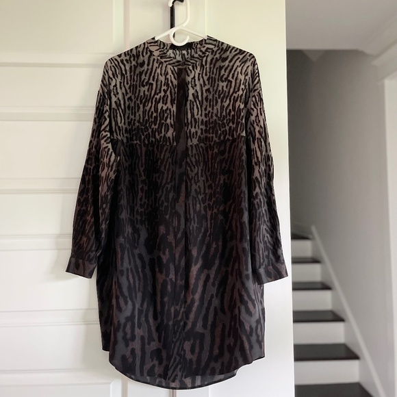 All Saints Silk Shirt Dress - Helle Sinai Big Cat Print, A BEAUTY ~ Size 8 - Picture 3 of 12